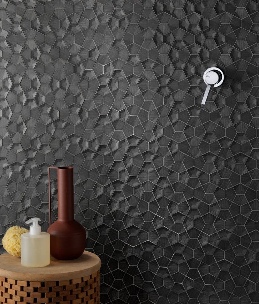 MENO08 MOSAIQUE PALLADIANE ALUMINIUM 3D NOIR 279X279 - 1 unité