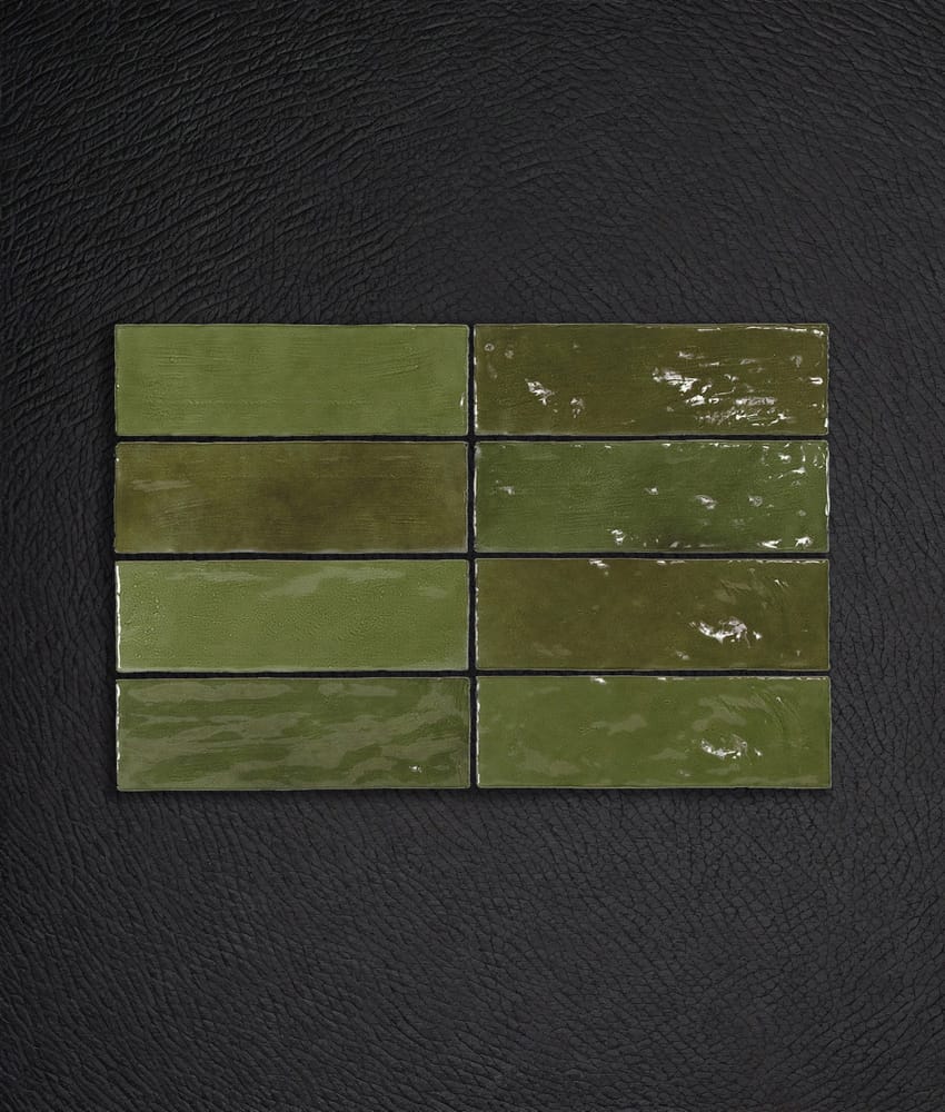 Faïence effet zellige RIVIERA BOTANICAL GREEN 6.5x20 cm