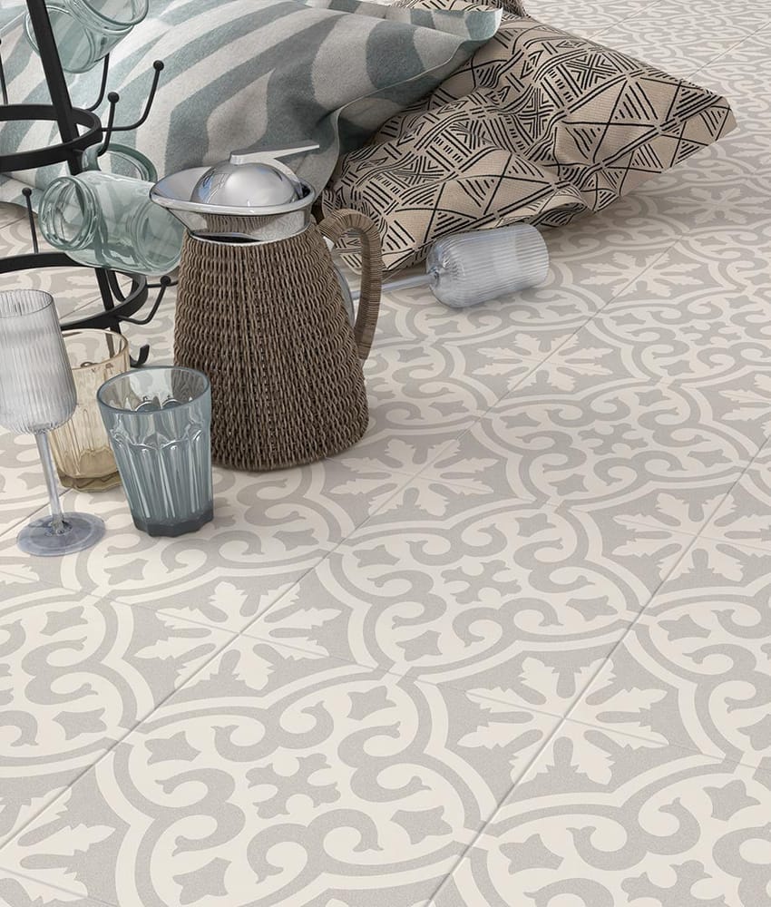 Carreaux de ciment imitation Carrelage imitation ciment pastel 20x20 cm JUVEL antidérapant R10 - 1m² - As de Carreaux