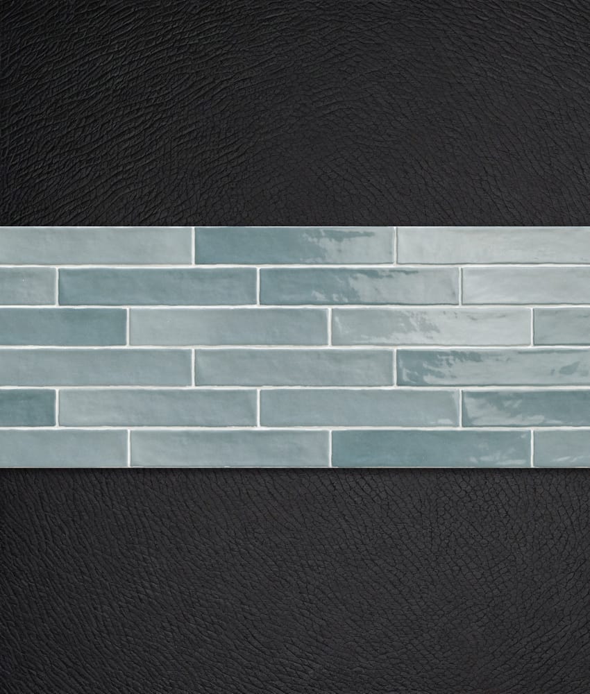 Chevron effet zellige turquoise nuancé 5x25 cm PIASTRELLA ACQUA - 1.2m²
