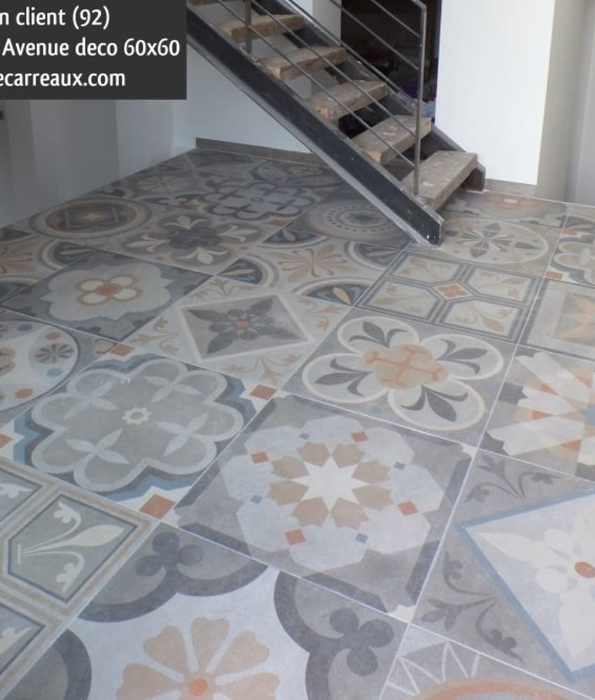 Lot de 4.32 m² - Carrelage imitation carreau de ciment ancien 60x60 cm AVENUE DECO