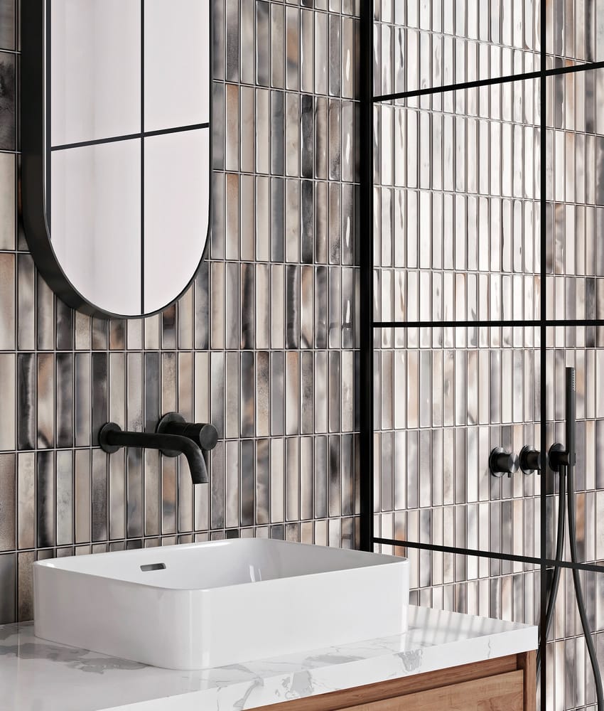 Faïence brillante salle de bain BOREALUX GREIGE 15x30 cm
