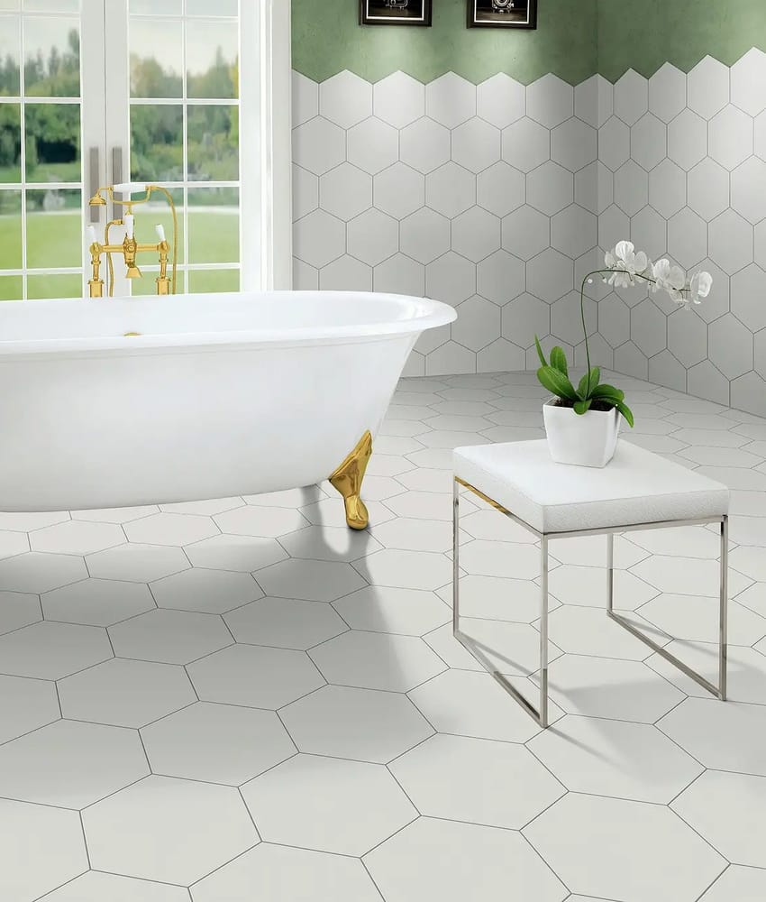Tomettes, hexagones Carrelage tomette blanche 33x28.5 OPAL BLANC - 1m² - As de Carreaux