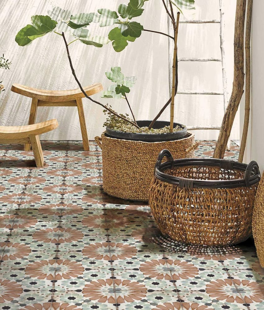 Imitation carreaux de ciment décoré vieilli STRYMON 20x20 cm