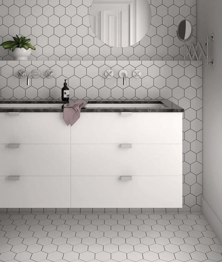 Carrelage hexagonal blanc KROMATIKA WHITE R10 - 11.6x10.1 - 26462 - 0.43 m²