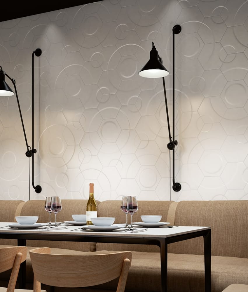 Carrelage hexagonal décors ronds INTUITION WHITE WAVES 25x30 cm - 0.935m²