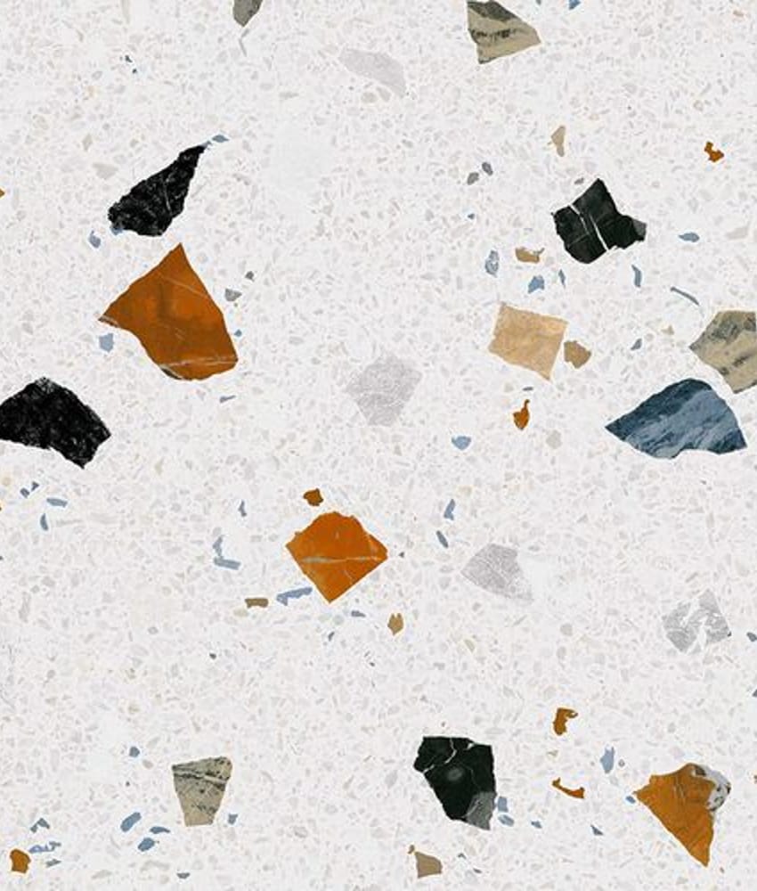 Terrazzo blanc avec fragments de marbre multicolores 60x60 cm