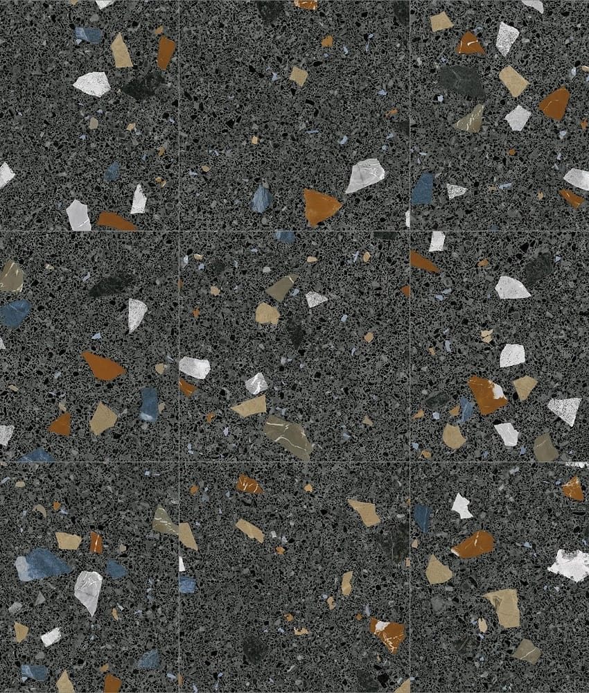 Carreau style granito coloré 60x60 cm STRACCIATELLA-R Grafito R10 - 1.44 m²