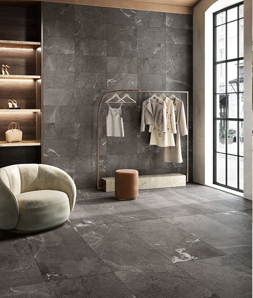 Carrelage grès cérame effet pierre MOUNT NERO 30X60 - 1,08m²