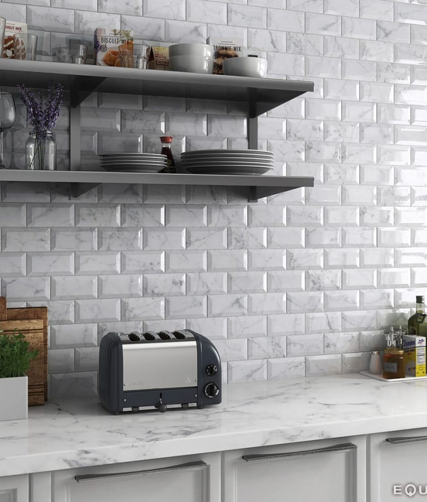 Carreaux métro Carreau métro Blanc brillant marbré 7.5x15 cm CARRARA GLOSS 23079  0.5m² - As de Carreaux