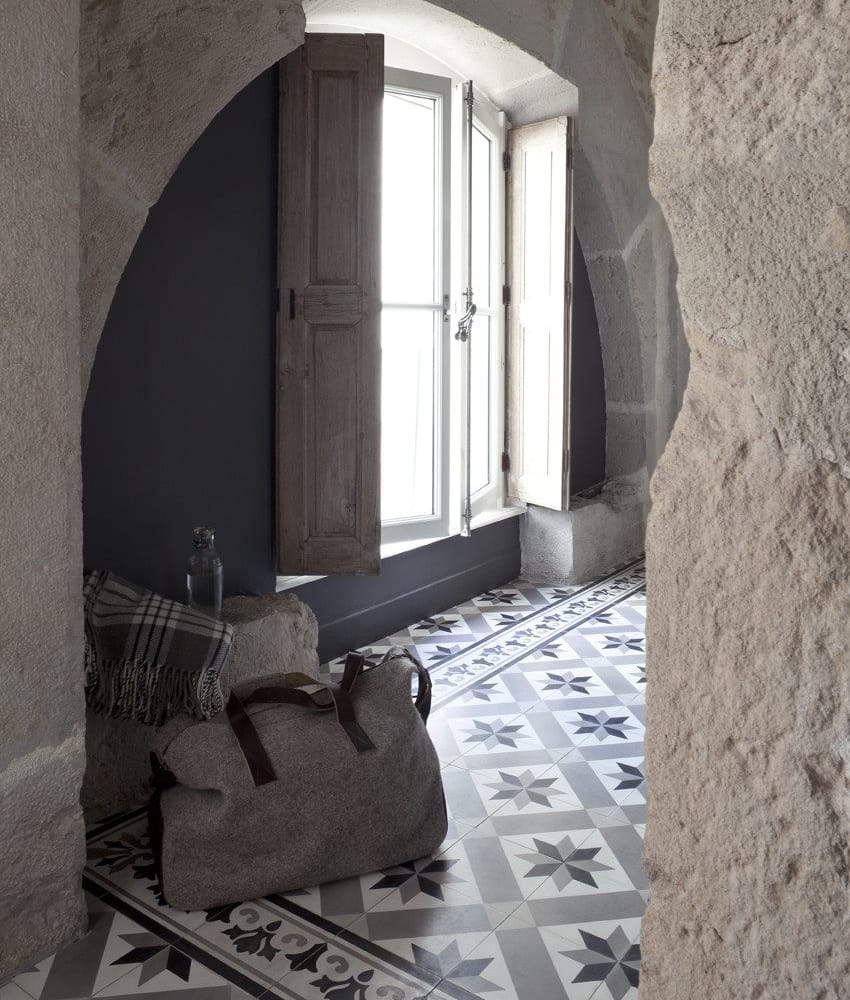 Carreaux de ciment véritables Carreau de ciment frise noir gris blanc 20x20 cm ref4610-1 - 0.48m² - As de Carreaux