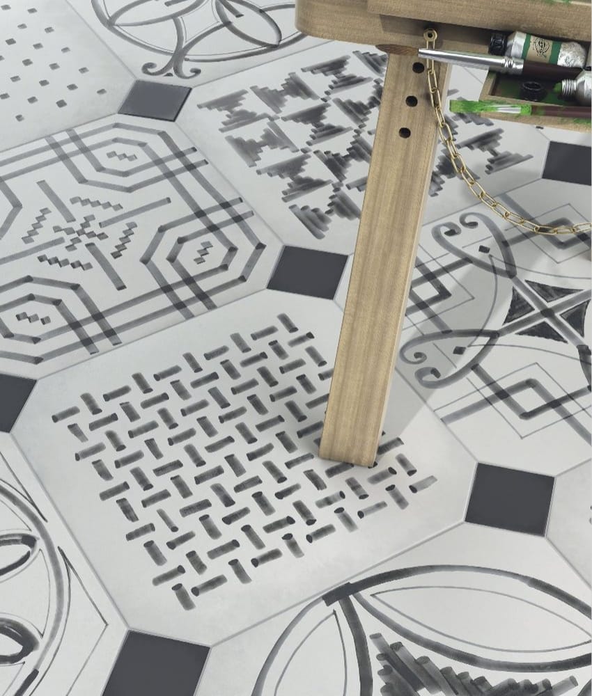 Carrelage cabochons Carrelage octogonal décoré 20x20 mat et cabochons VARIETTE - 1m² - As de Carreaux