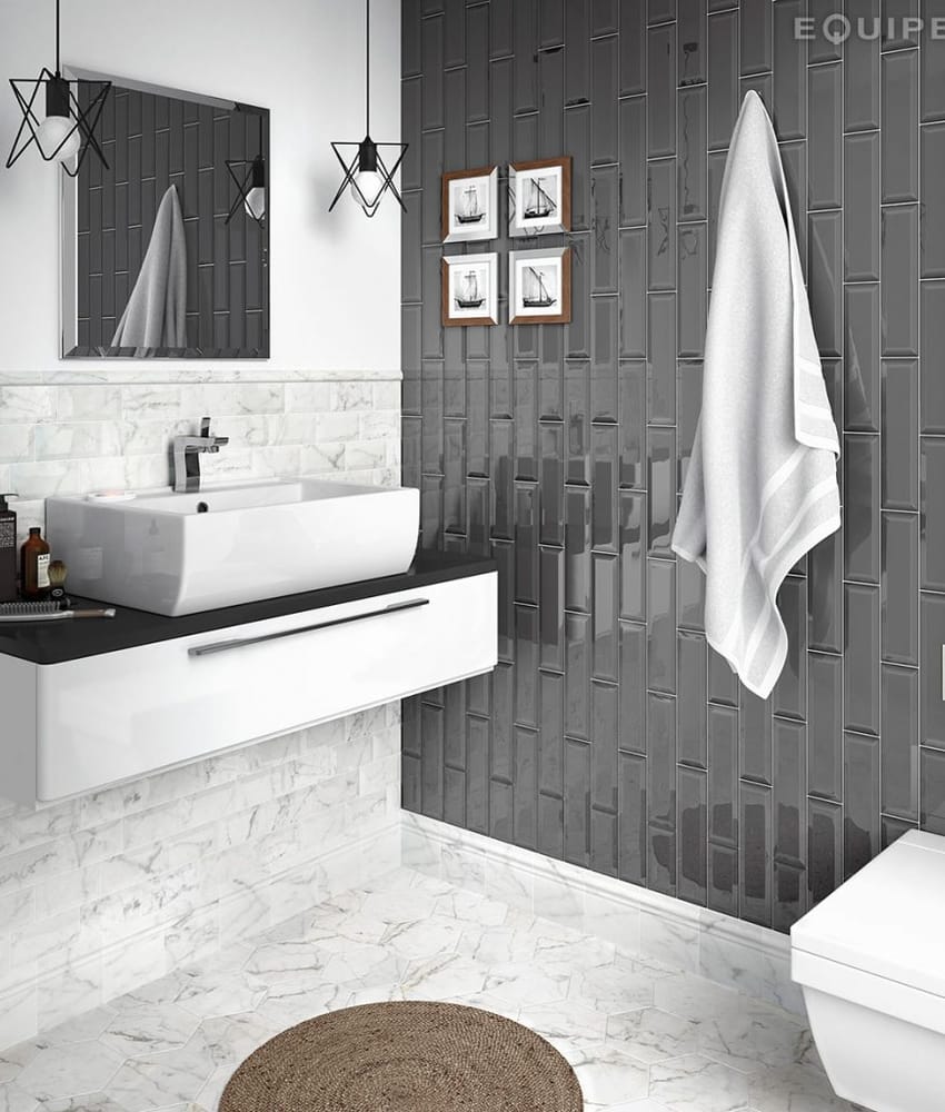 Carreaux métro Carreau métro DARK GREY 20904 gris foncé 7.5x30 cm - 1m² - As de Carreaux