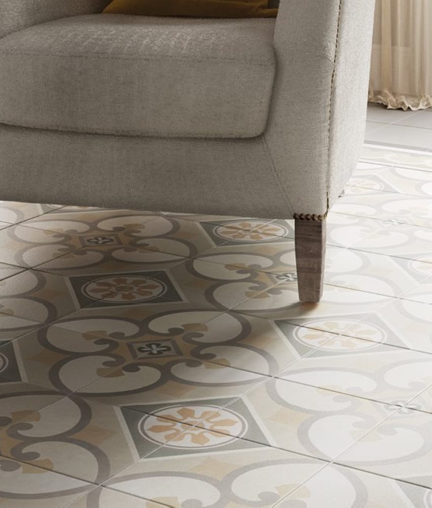 Carreaux de ciment imitation Carrelage imitation ciment rosace CAPRICE BURGUNDY 20927 - 20x20 cm - 1m² - As de Carreaux