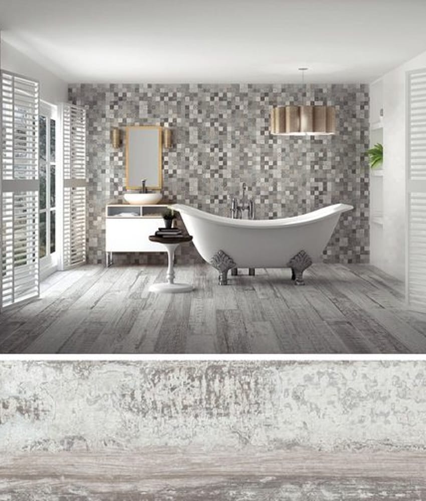 Carrelage imitation parquet vieilli ORIGEN GRIS - 20.2x66.2CM - R9 - 1.20 m²