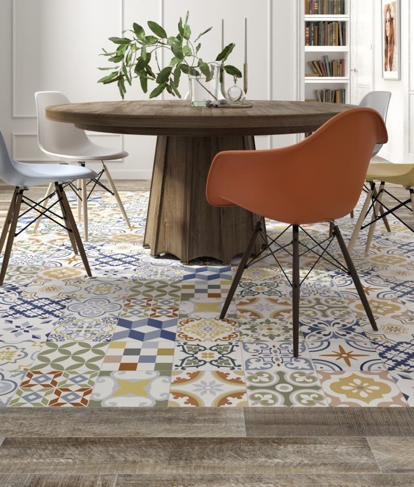 Carrelage interieur pas cher Carrelage style ancien ciment LOUVRE COLOURS 20x20 cm - 1m² - As de Carreaux