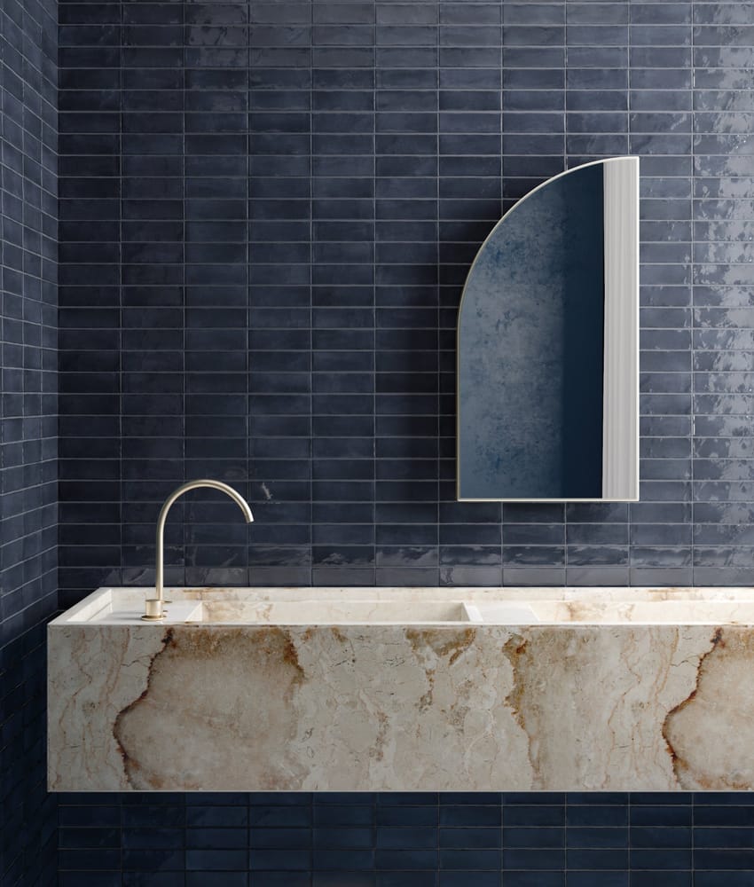 Faience brillante esprit zellige CORTA BLUE NIGHT - 5X15 - 0,5 m²