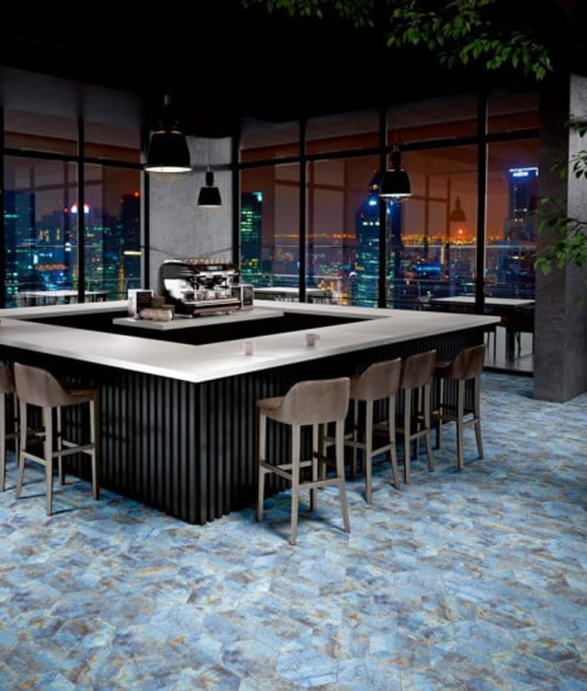 Carrelage hexagone ANDENNE BLUE NATURAL HEXAGON 25x30- 0,94 m²