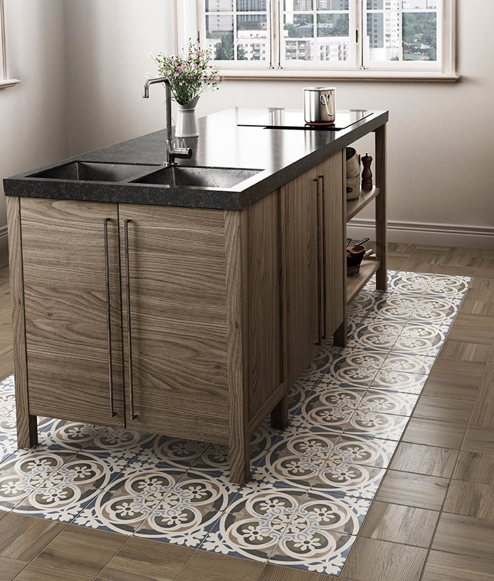 Carreaux de ciment imitation Carrelage style ciment 20x20 cm ART NOUVEAU MUSIC HALL 24405- 1m² - As de Carreaux