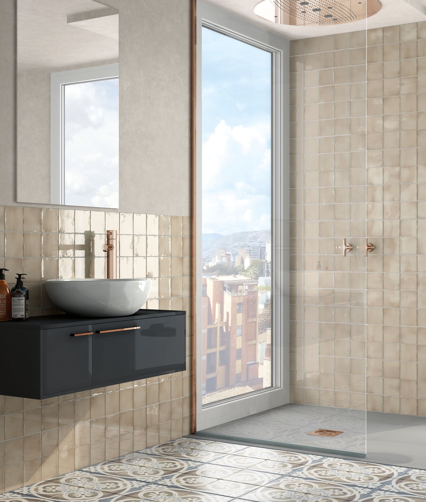 Carreaux de ciment imitation Carrelage style ciment 20x20 cm ART NOUVEAU MUSIC HALL 24405- 1m² - As de Carreaux