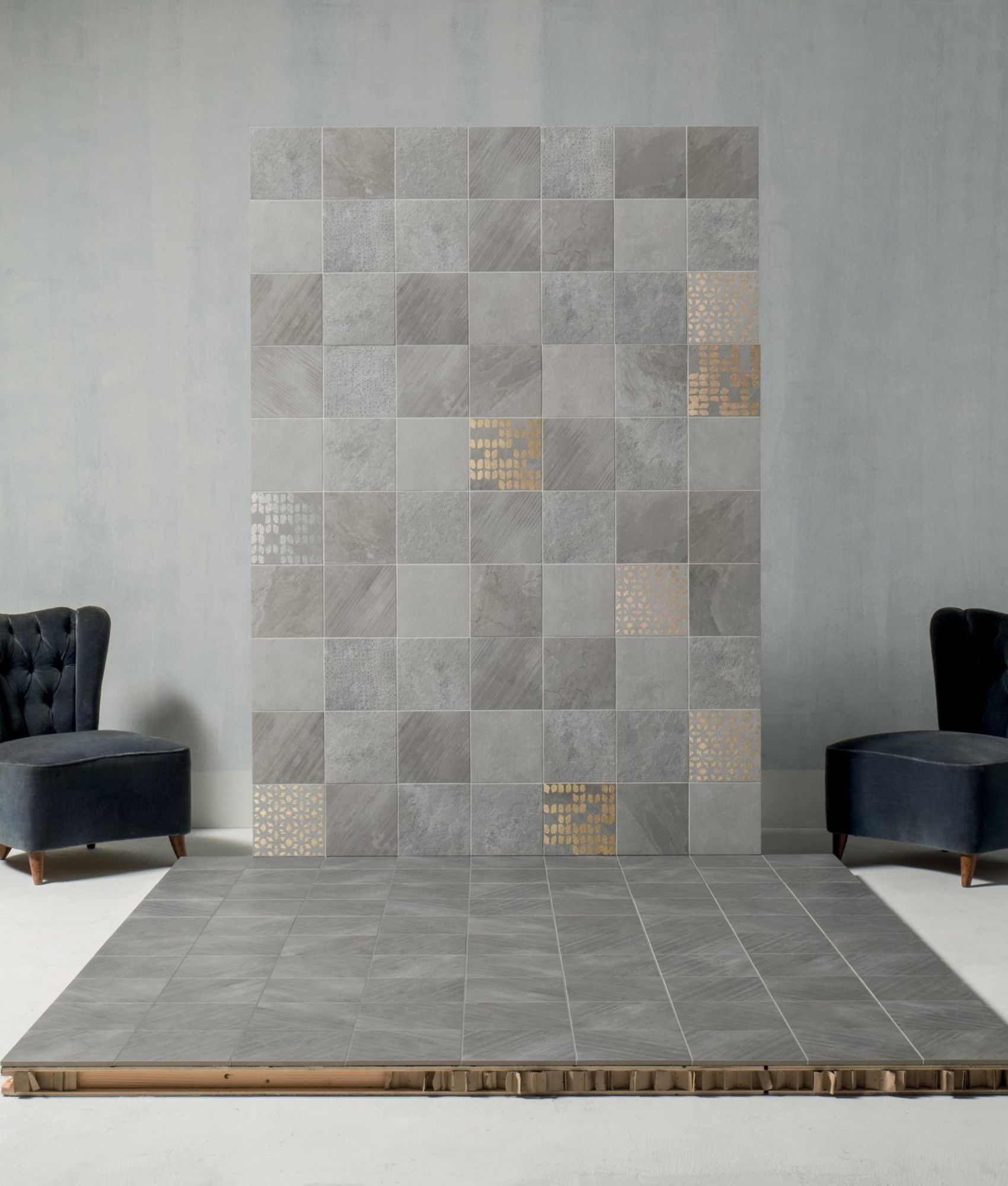 Carrelage effet pierre décoré SUZANO SLATE PERLA DECOR 20x20 - 0,2 m²