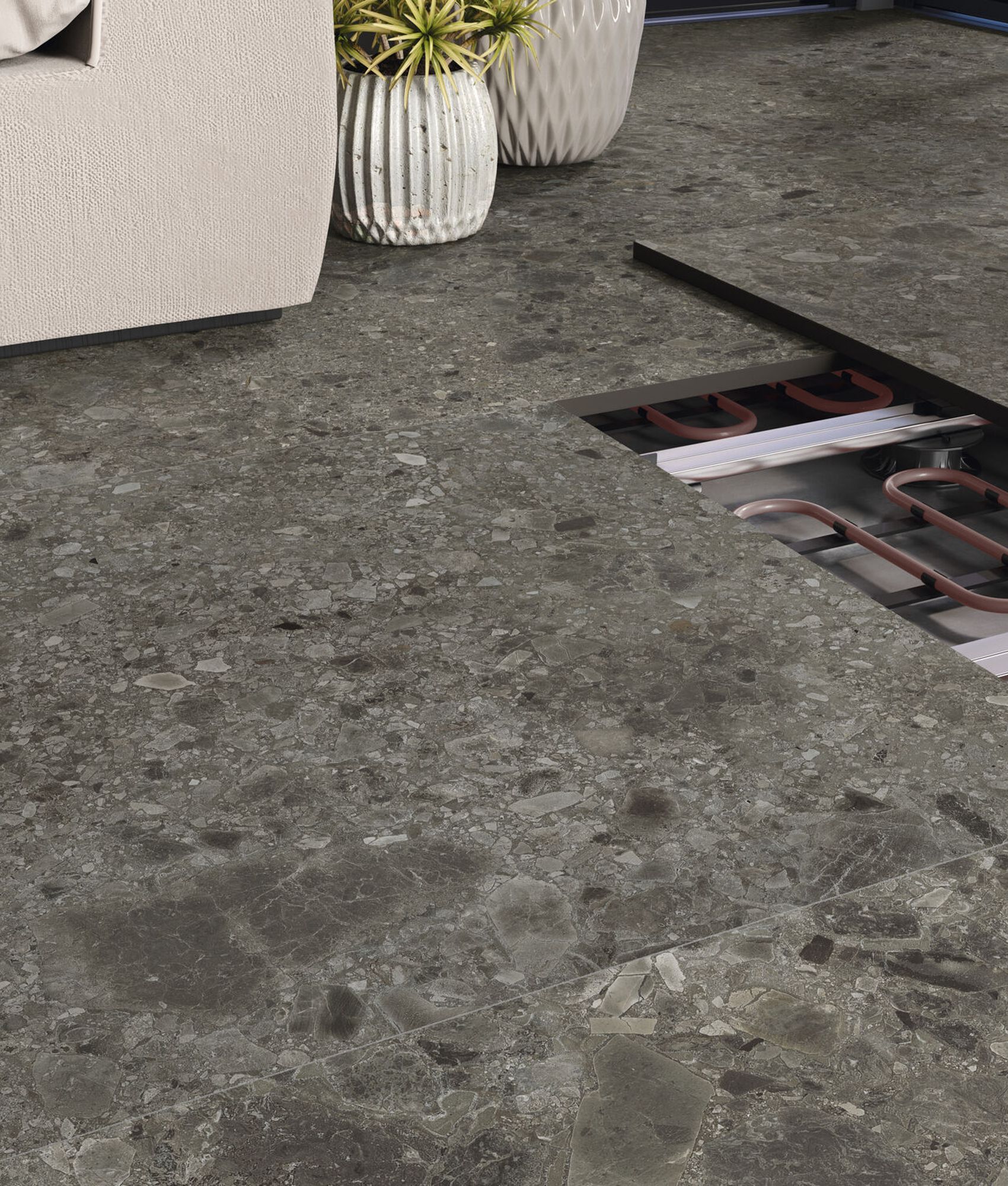 Carrelage grand format Carrelage anthracite imitation pierre rectifié 80x80cm HANNOVER BLACK NATURAL - 1.28m² - As de Carreaux