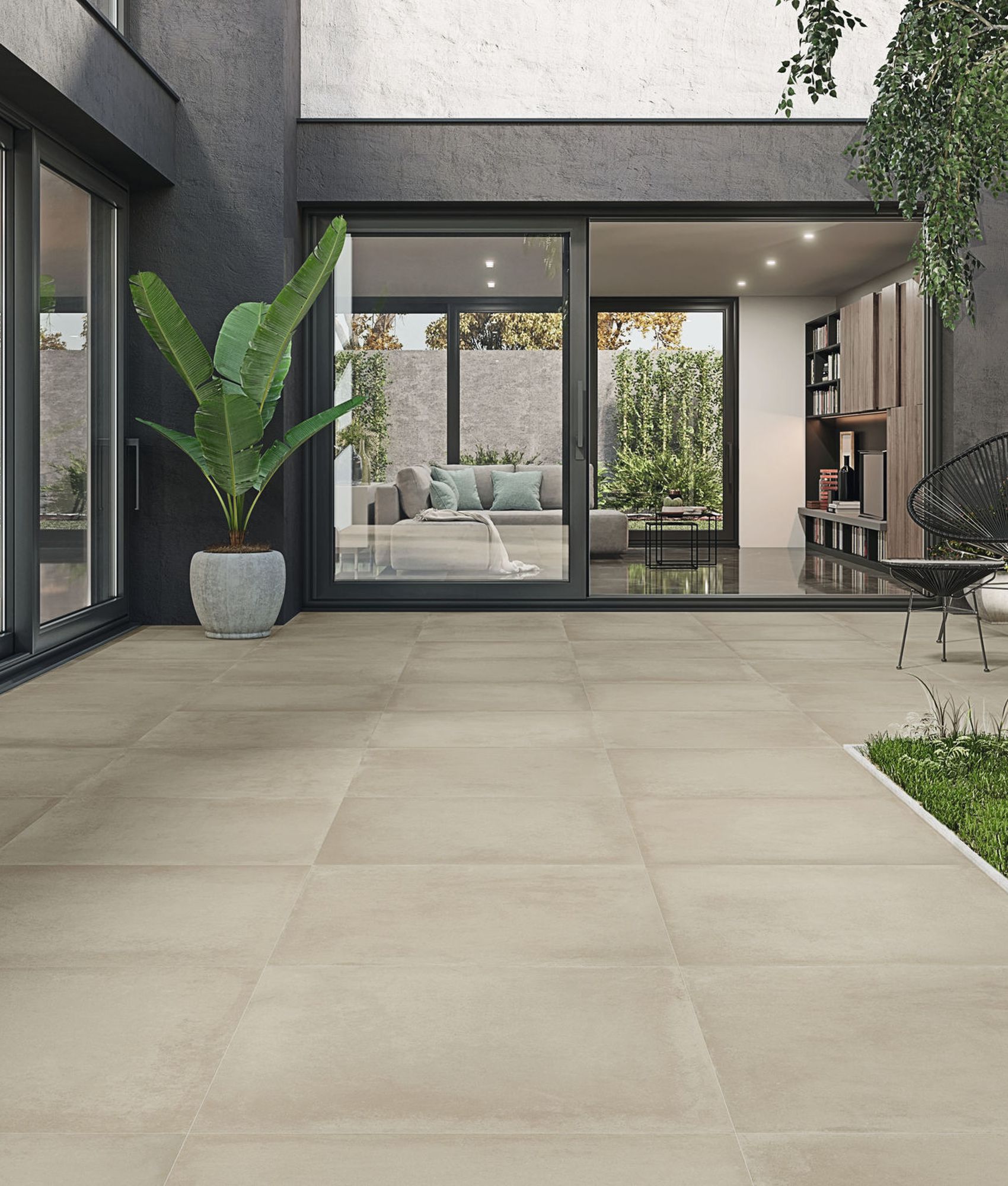 Carrelage aspect béton GRIFFON IVORY rectifié R10 60x60 cm - 1.08m²