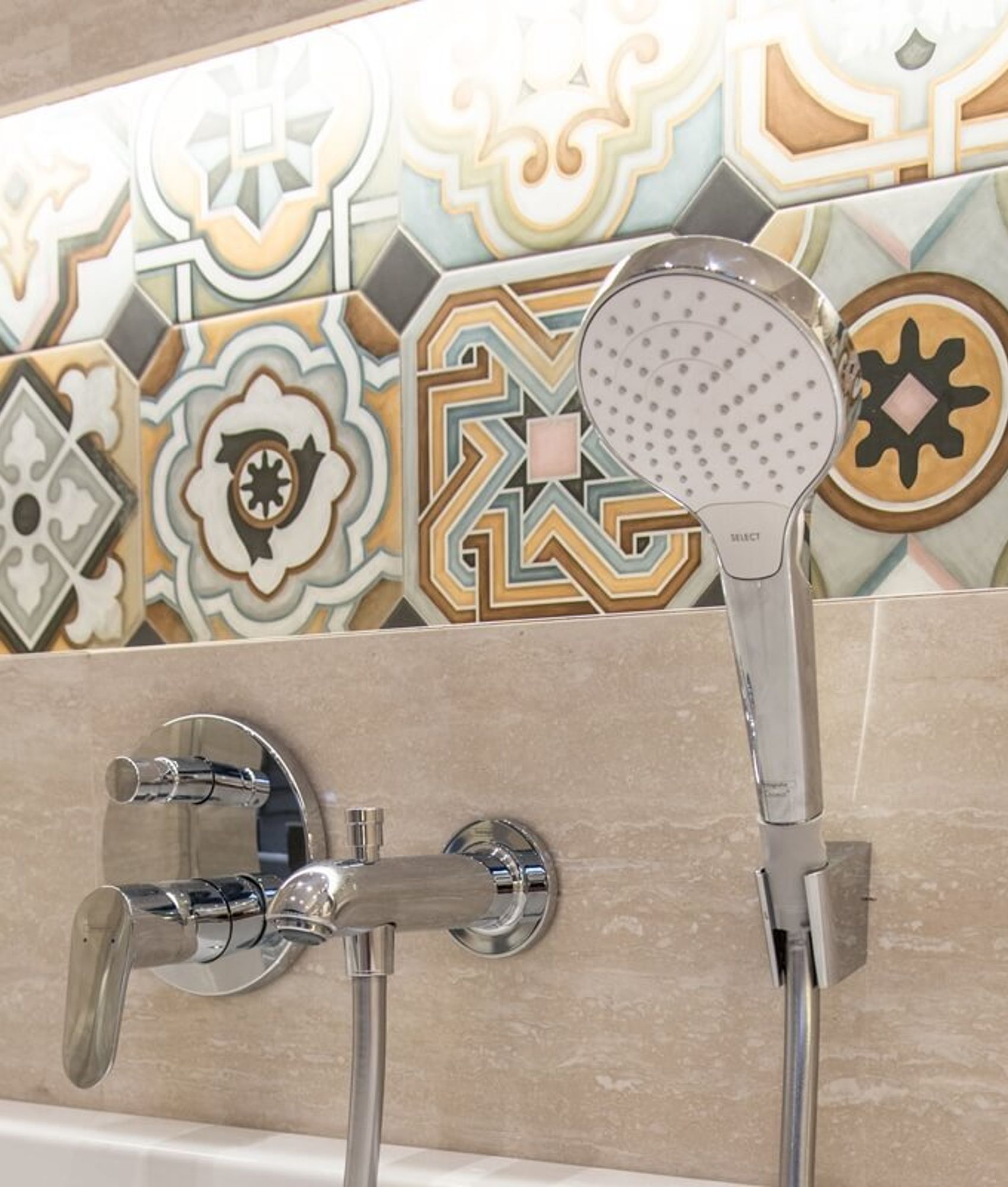 Carrelage cabochons Carrelage octogonal décoré 20x20 mat et cabochons MUSICHALLS - 1m² - As de Carreaux