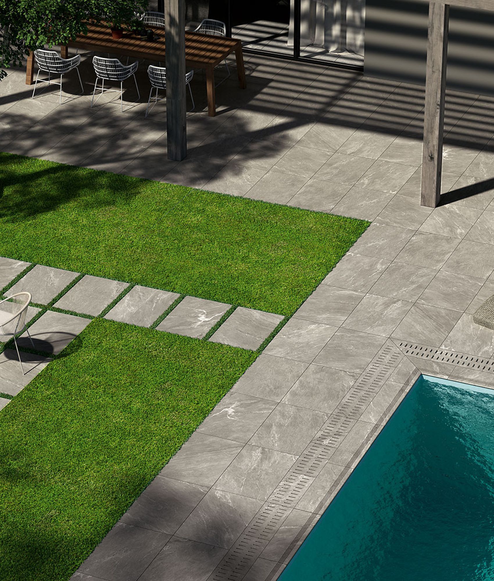 Carrelage grès cérame rectifié effet pierre CAIRNS GRIGIO CHIARO 45X90 - 1,215m²