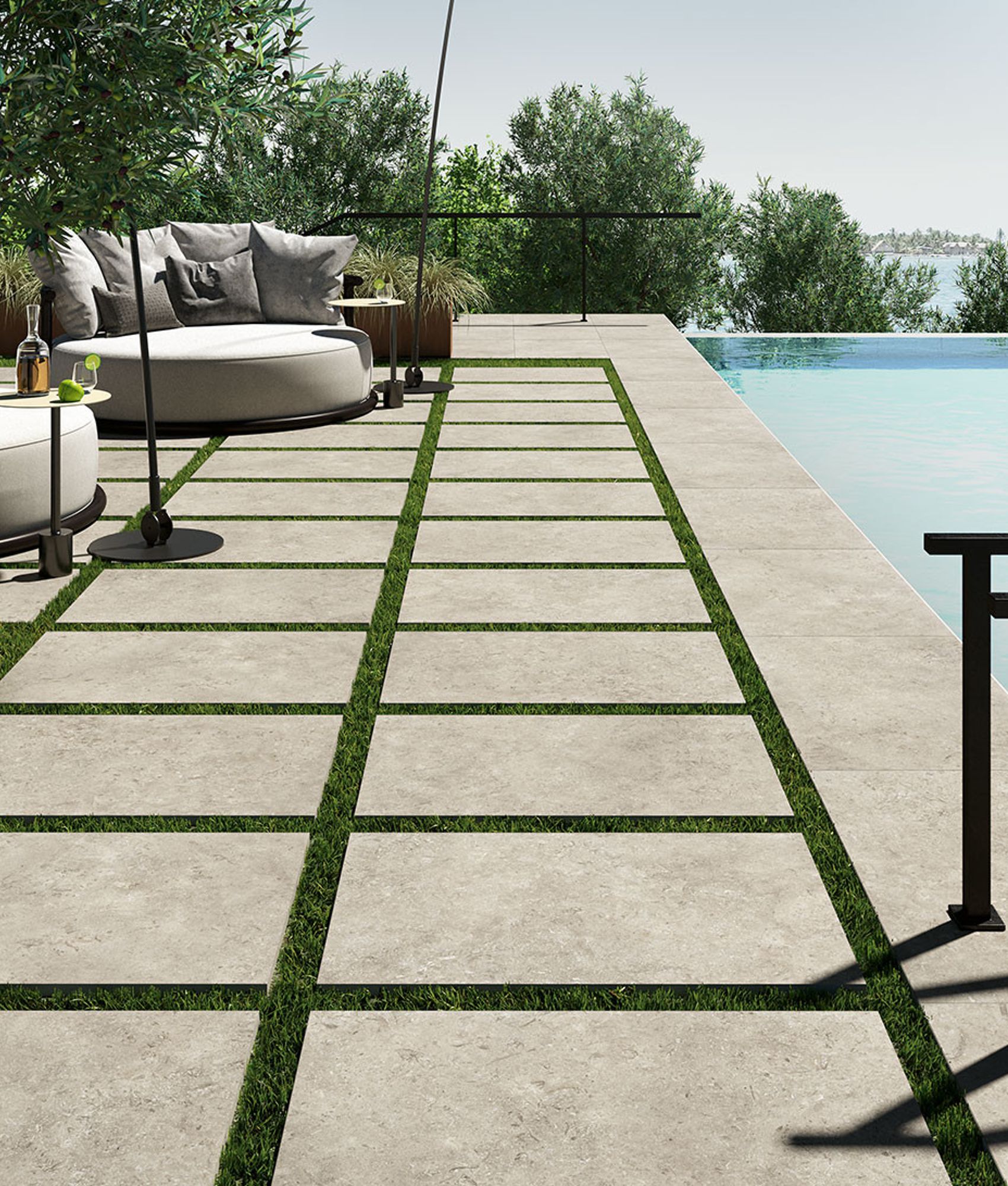 Carrelage brillant en grès cérame effet pierre de Jérusalem GOLDCOAST GREY 60,4X60,4 - 1,46m²