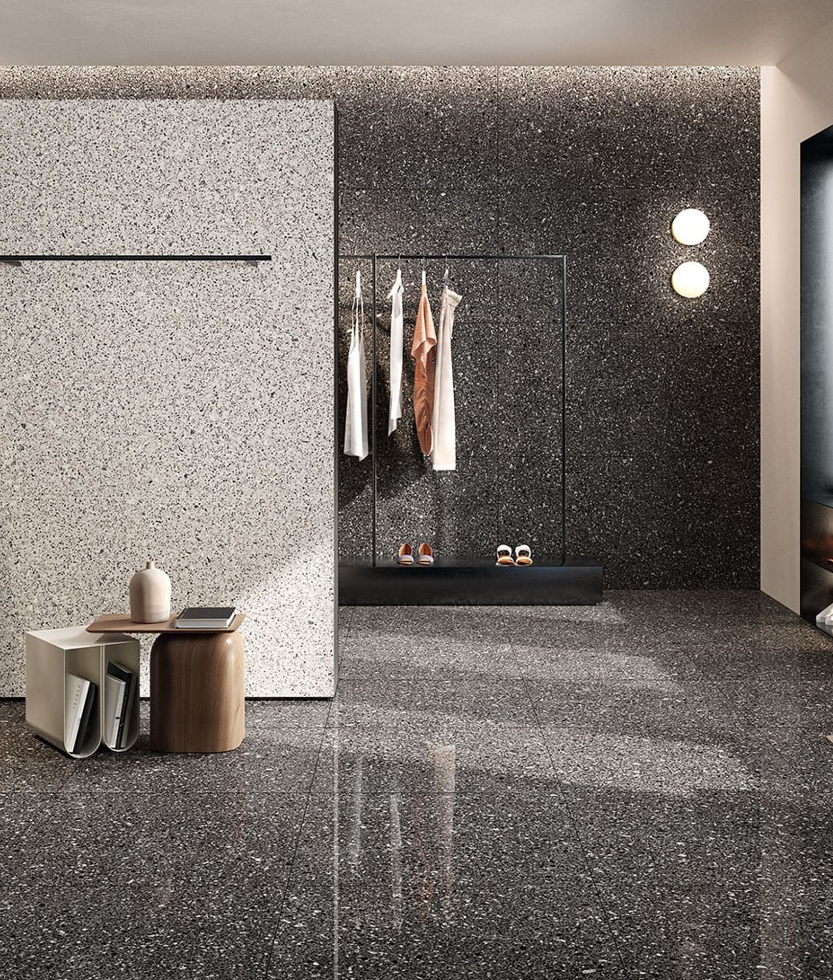 Carrelage grès cérame brillant effet pierre PALMERSTON ALGO GREY 60X60 - 1,44m²