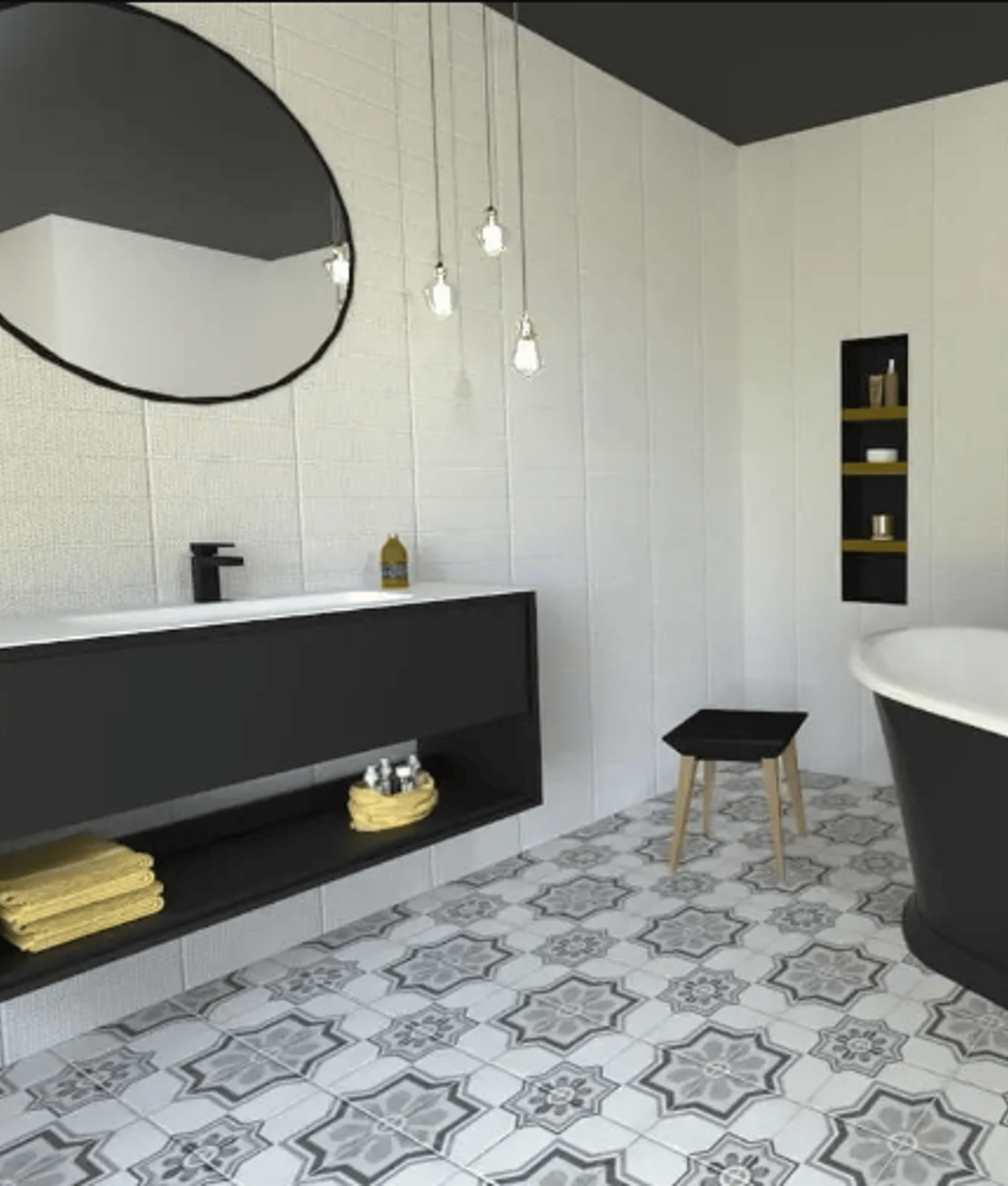 Carreaux de ciment imitation Carrelage style ciment 20x20 cm ART NOUVEAU CAPITOL GREY 24413 - 1m² - As de Carreaux