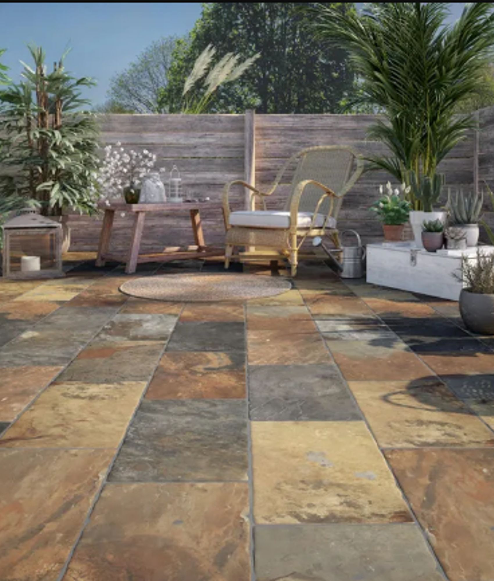 Carrelage Grès Cérame Effet Pierre de Bali ANDORRA Mat Intérieur Extérieur Piscine 29.5x60 cm