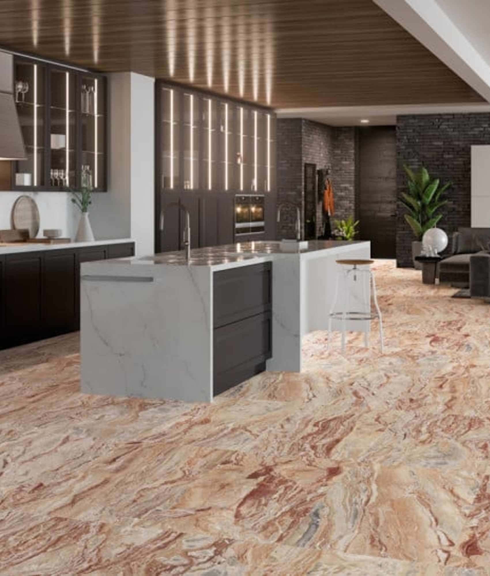 Carrelage effet marbre OROBICO RED POLI Intérieur Mat 120x120 cm