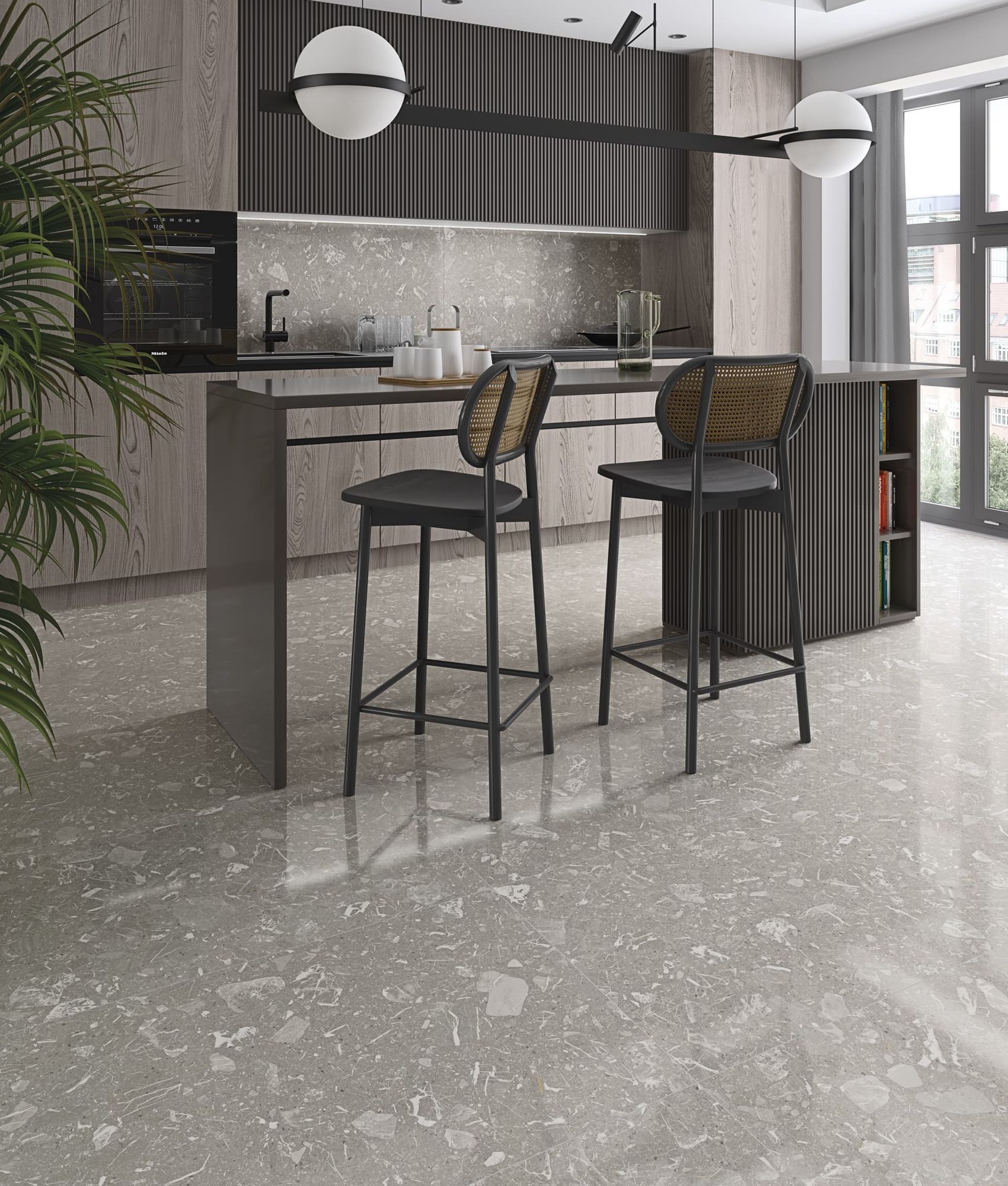 Carrelage effet terrazzo LUNA GRIS - 60X120 - 1,44 m²
