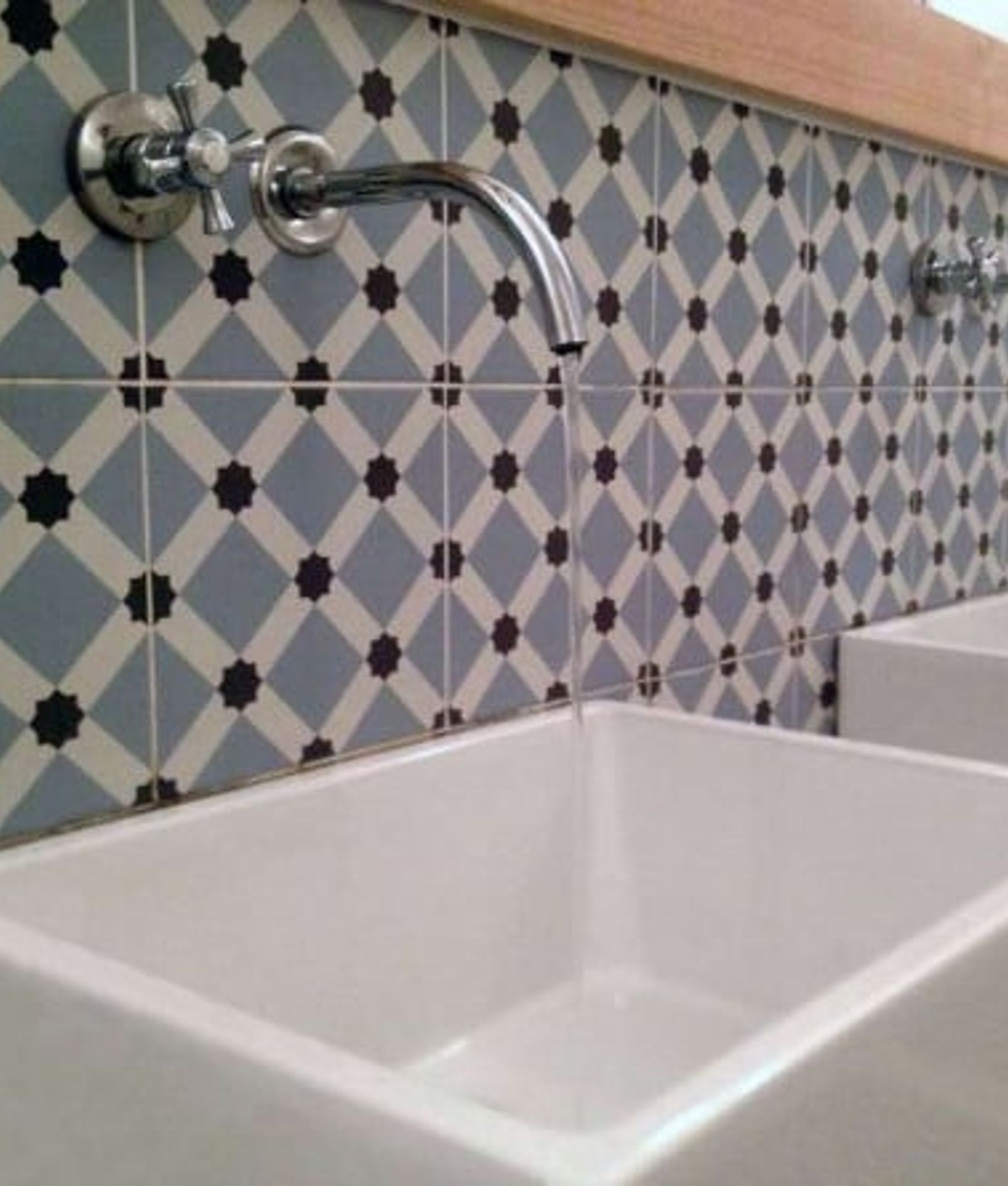 Carrelage interieur pas cher Carrelage style ciment blanc bleu géométrique 20x20 cm 1900 PALAU CELESTE - 1m² - As de Carreaux