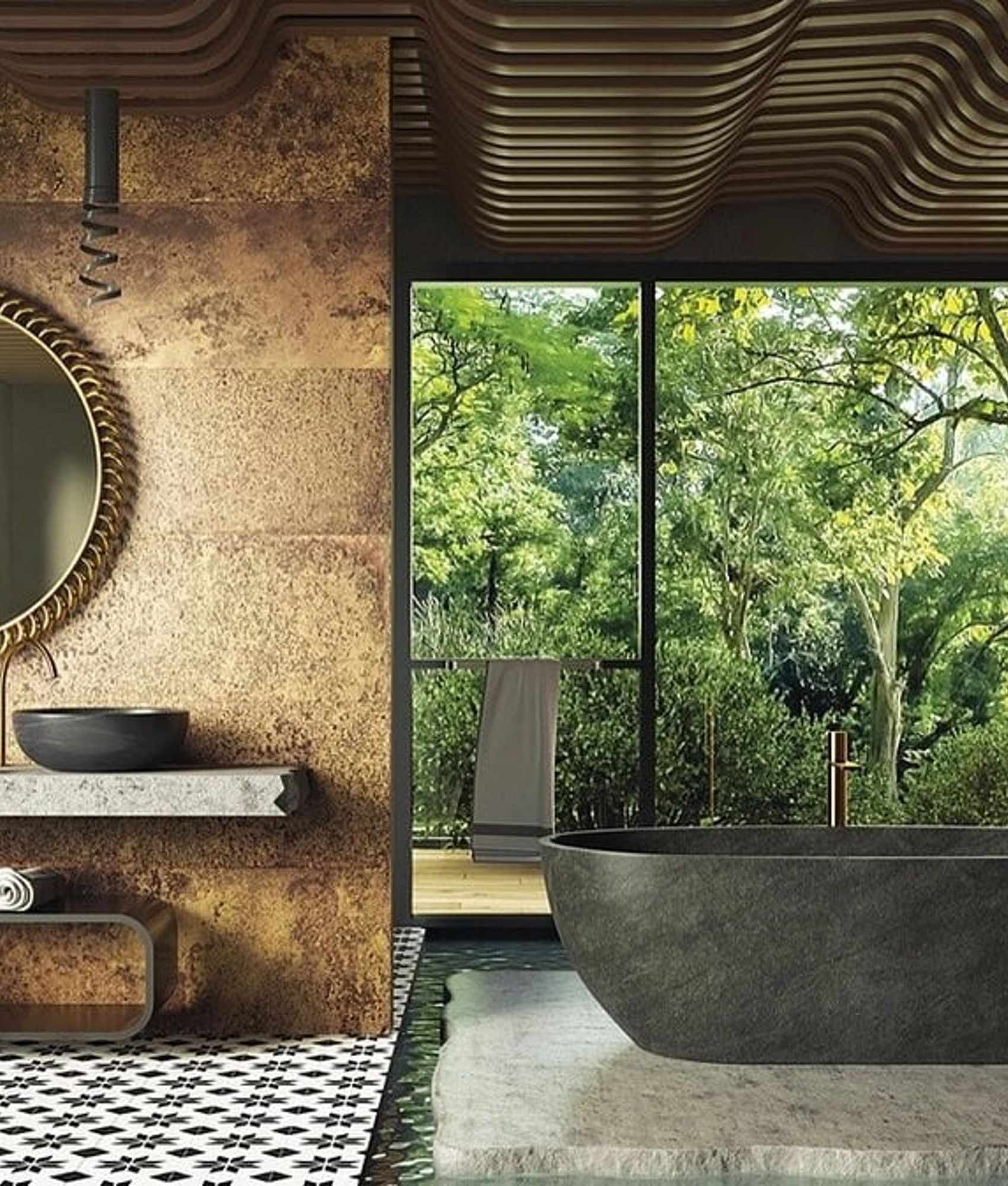 Carrelage quadrillage effet ciment - Rectifié - Vienna Belvedere Natural 59.2x59.2 cm - 1,402m²