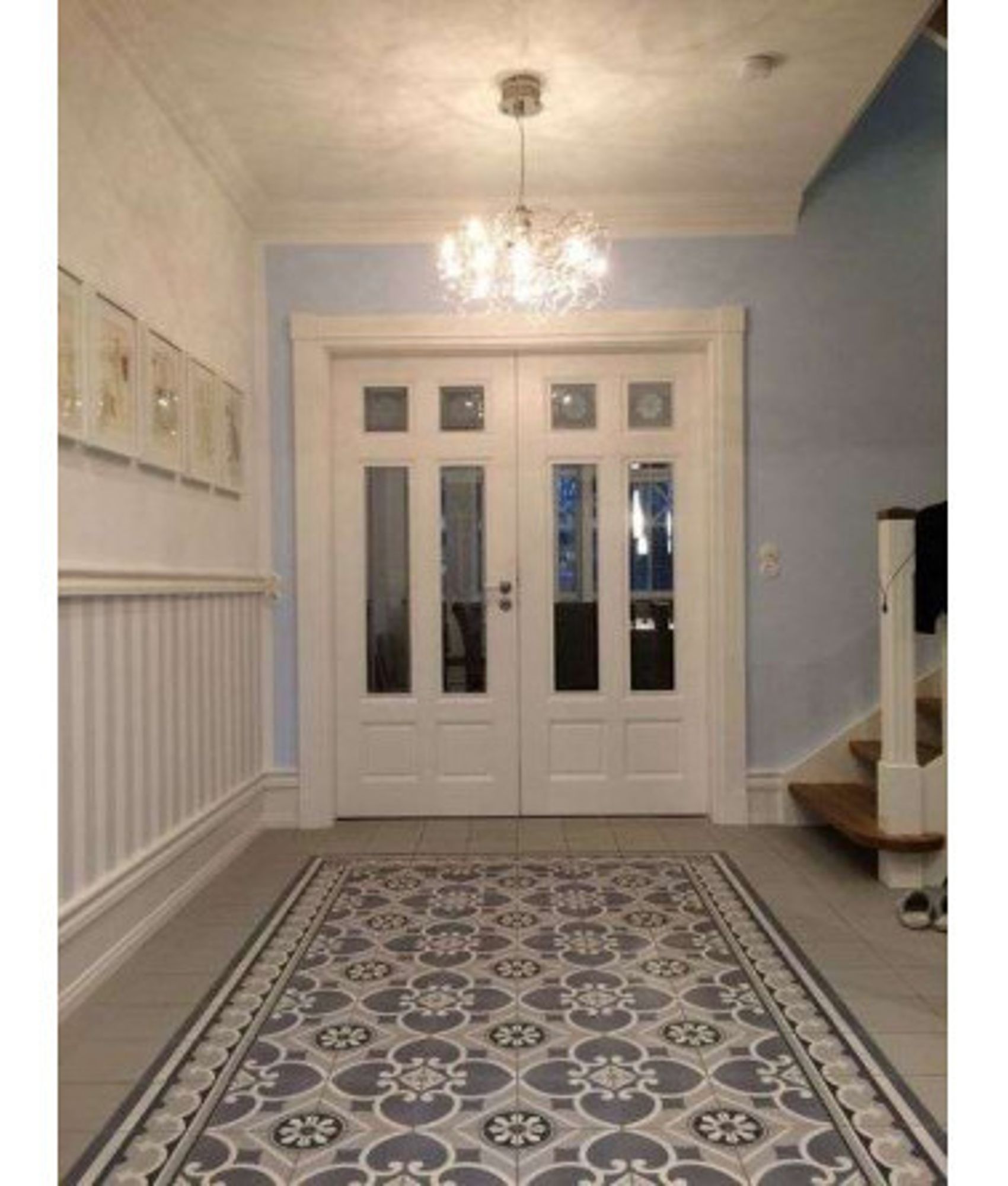 Carreaux de ciment imitation Carrelage imitation ciment rosace 20x20 cm CAPRICE CHATELET Bordure- 1m² - As de Carreaux