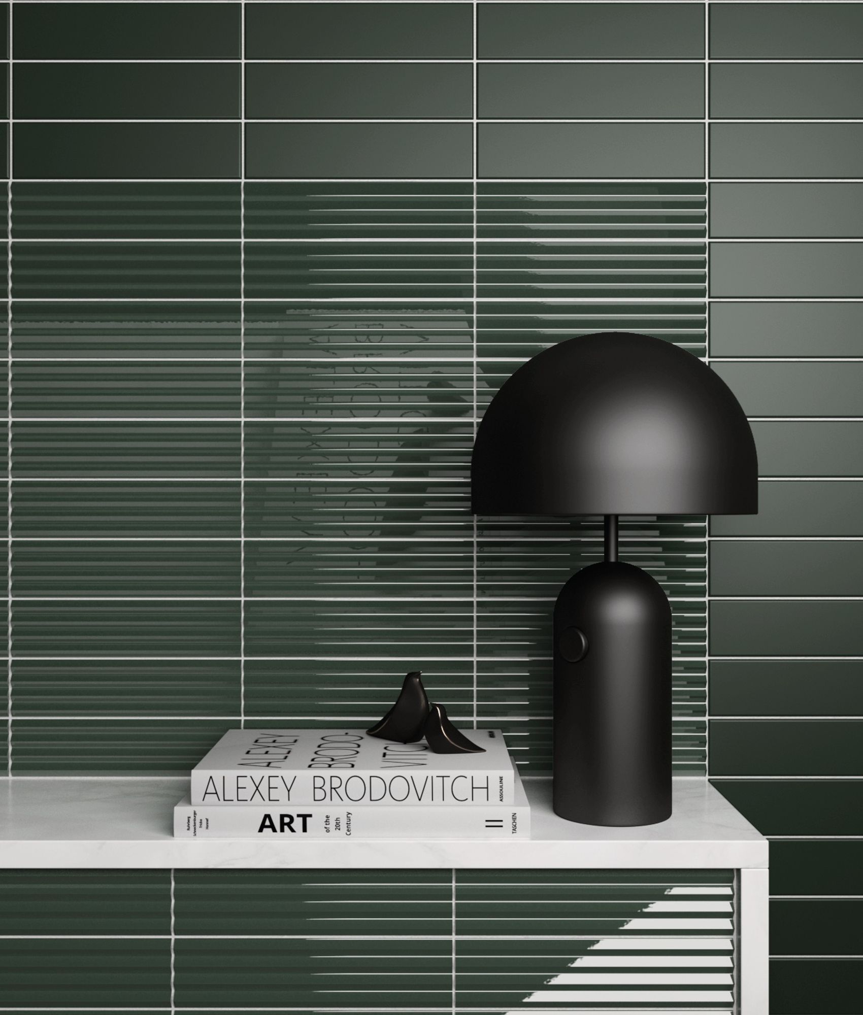 Faience pâte blanche effet vague CALO LAUREL GREEN MATT - 5X20 - 0,5 m²