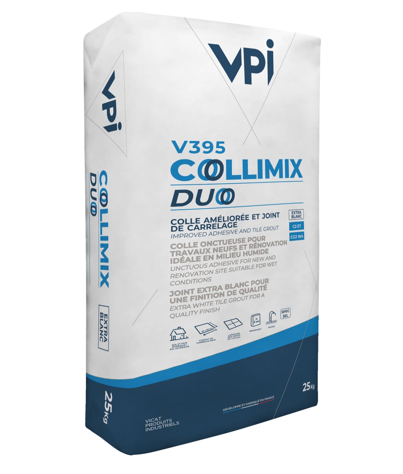 COLLIMIX DUO premium blanc V395 coller et jointer en piscine - 25 kg - As de carreaux