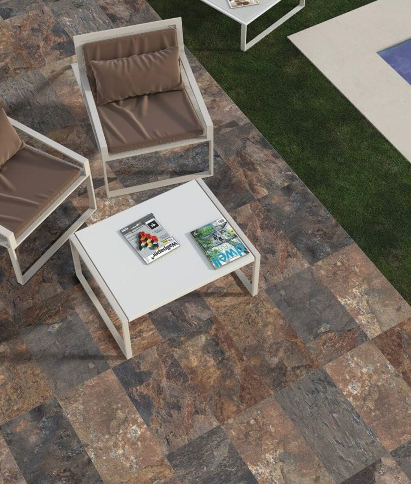 Carrelage Effet Pierre ARDESIA NATURAL Mat R9 Intérieur Extérieur Piscine 32x62.5 cm Grès Cérame