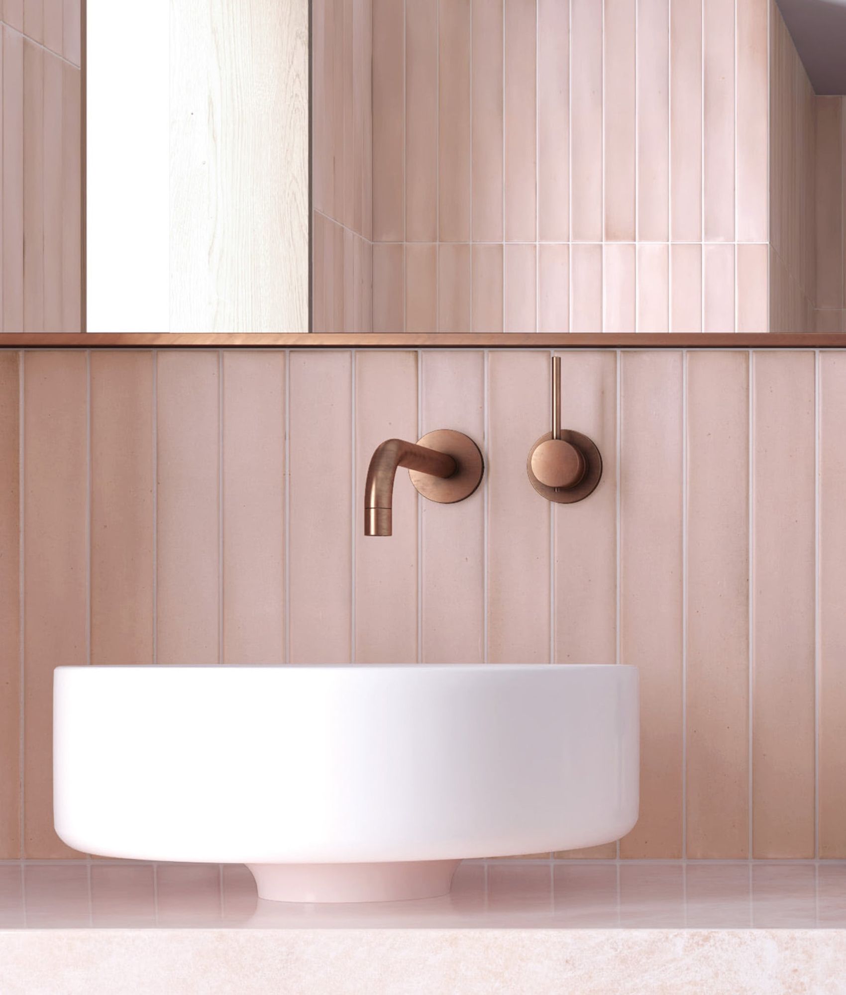 Carrelage effet Zellige MAJORA PINK SAND 5x40 cm