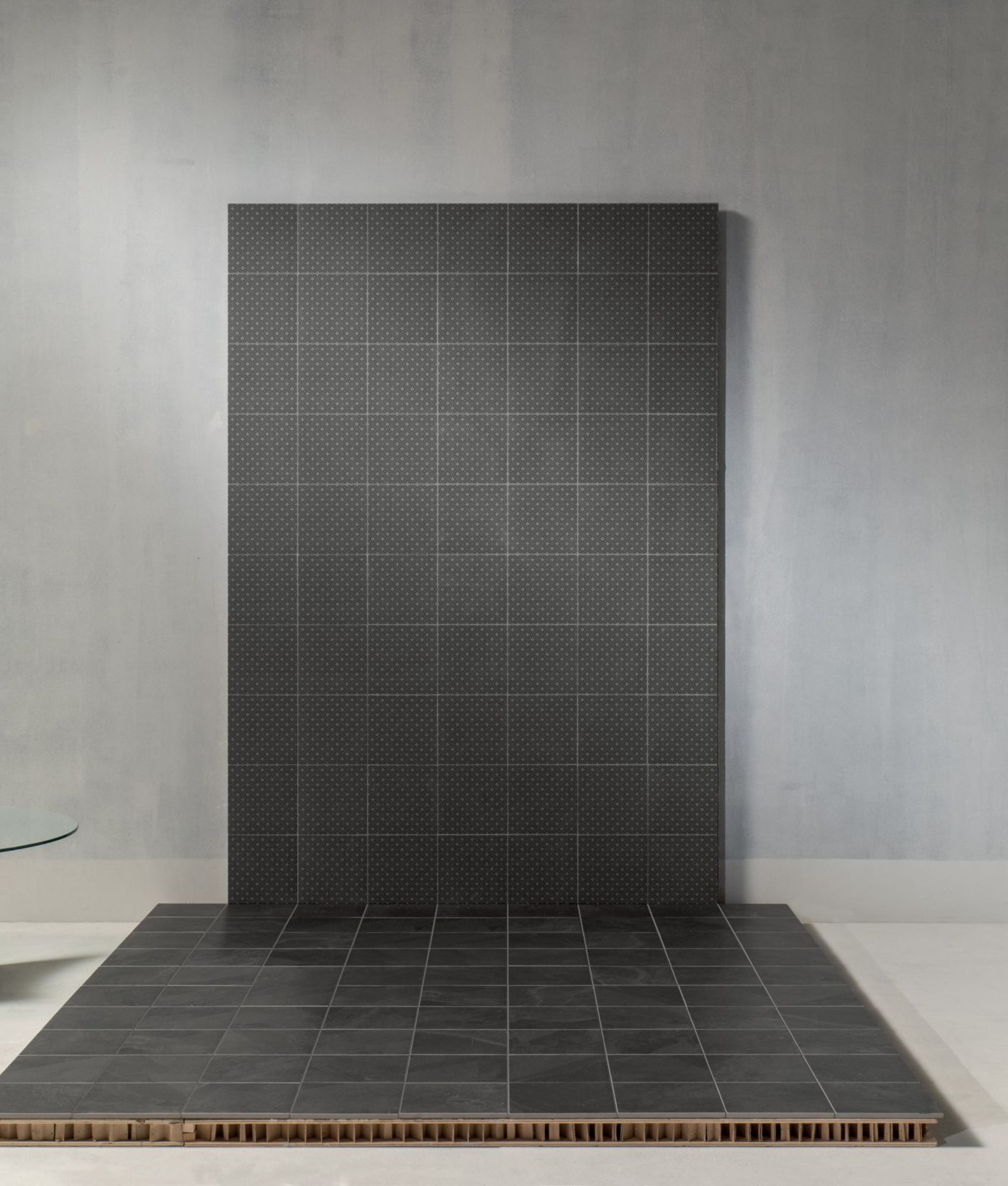 Lot de 4.80 m² - Carrelage effet pierre décoré SUZANO FIORE ANTHRACITE 20x20