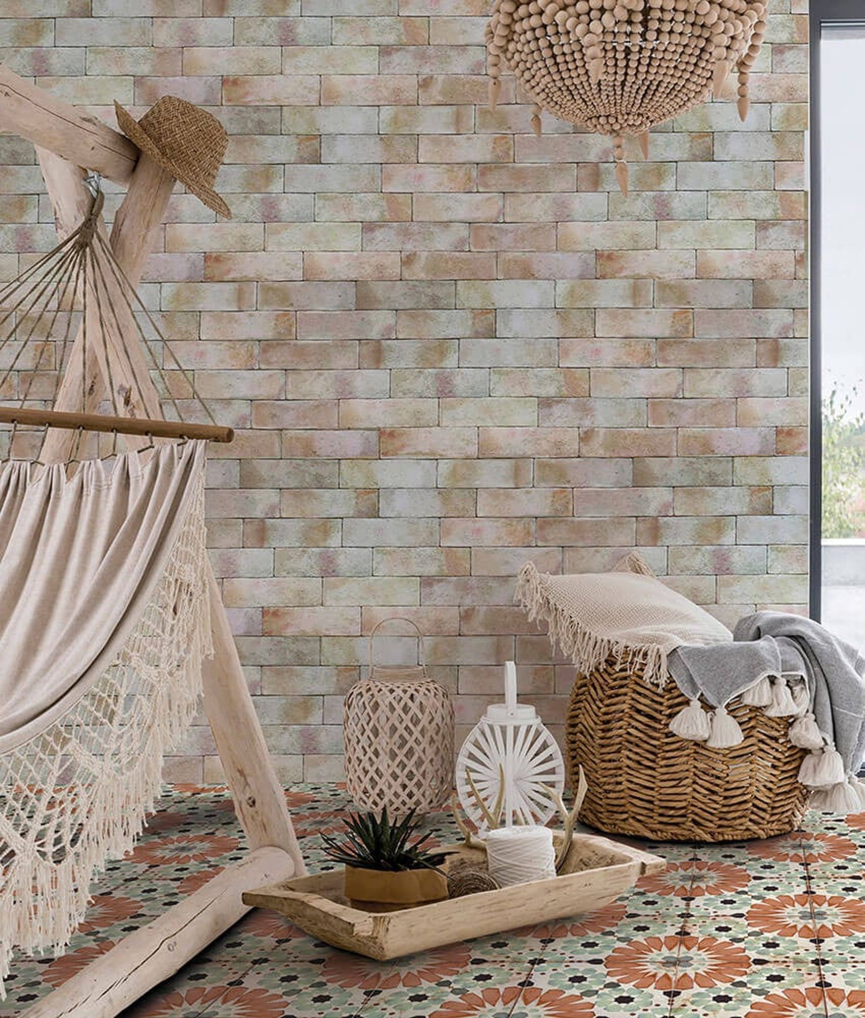 Carrelage imitation carreaux de ciment STRYMON – Décoré vieilli – Grès Cérame Mat R9 20x20 cm