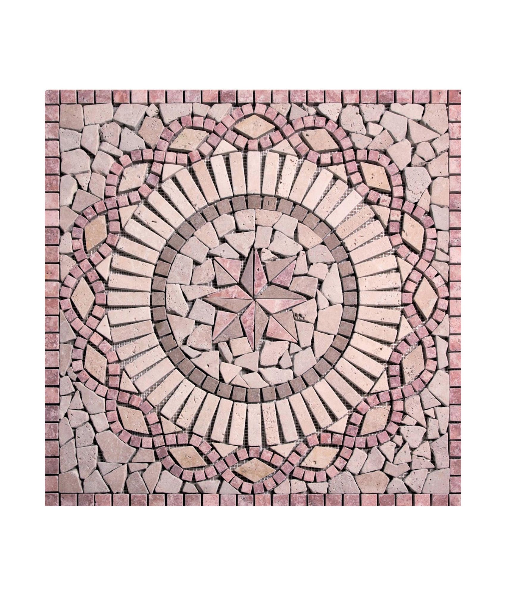 Rosace Travertin Rouge / Travertin Jaune 80x80 cm - R006