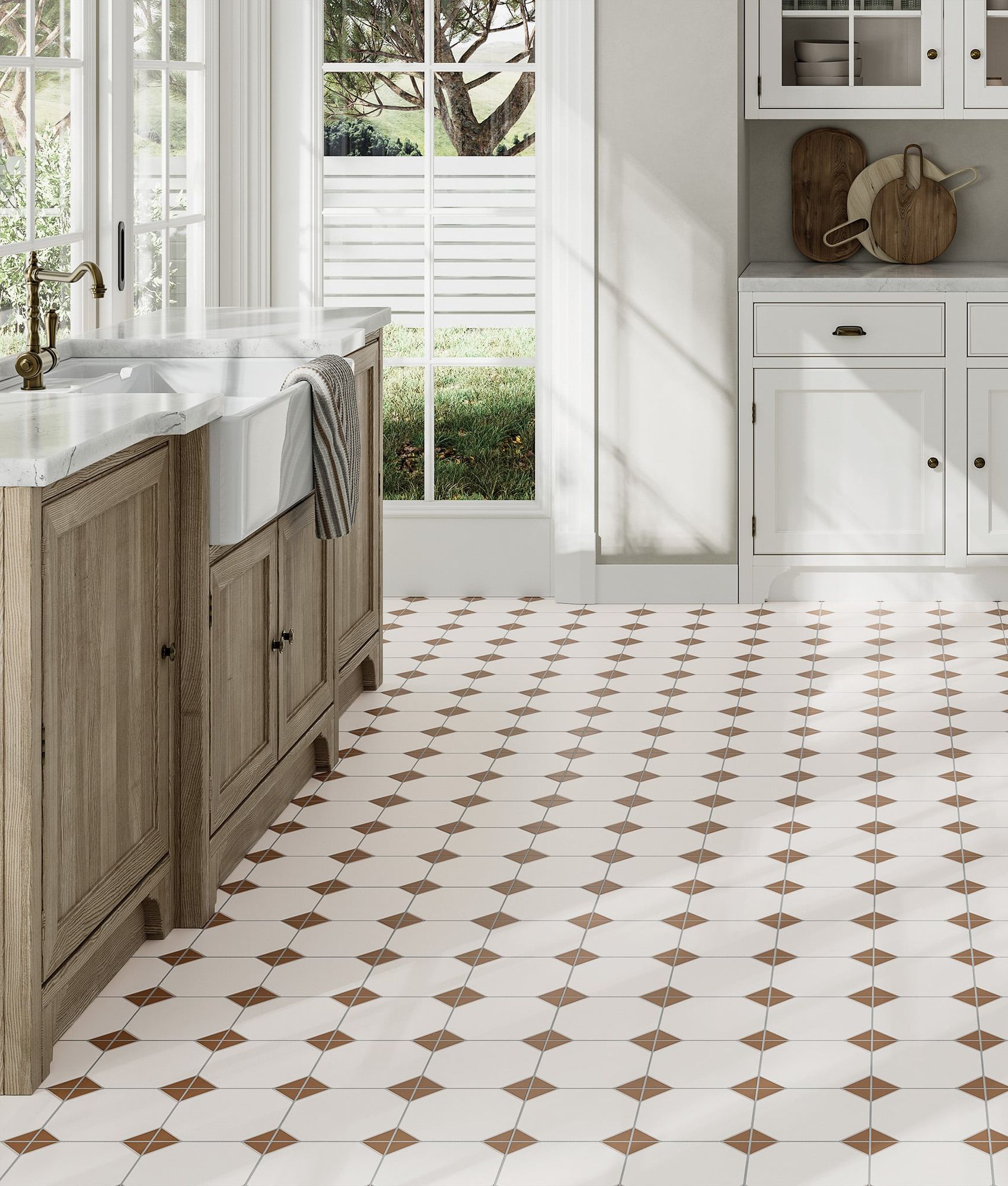 Carrelage imitation cabochon CADENZA TERRA 33x33 cm