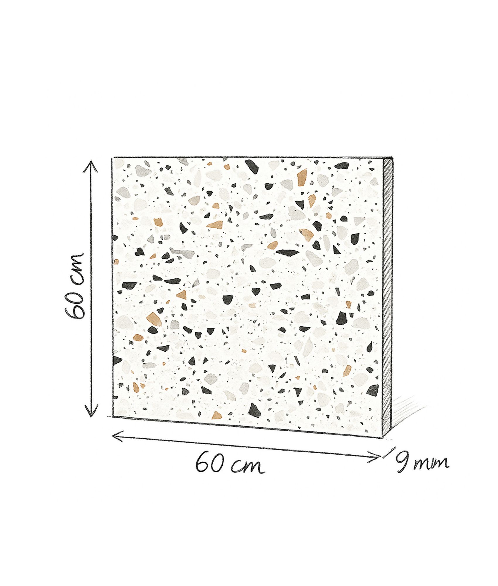 Carrelage Grès Cérame Terrazzo Granito Vaduce San Marco Mat Rectifié Intérieur Extérieur 60x60 cm