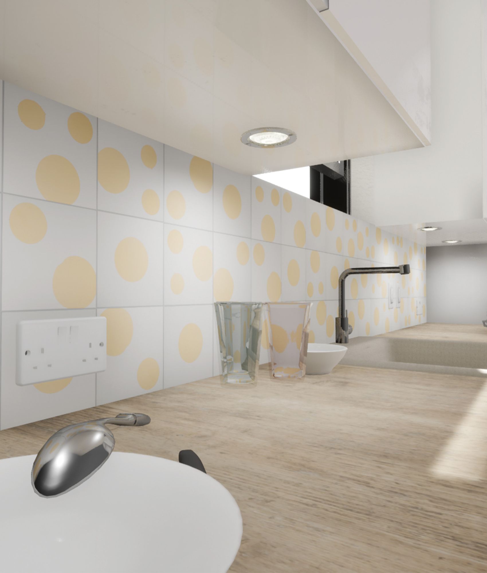 Carrelage imitation ciment LE CERCLE JAUNE PÂLE 20x20 cm