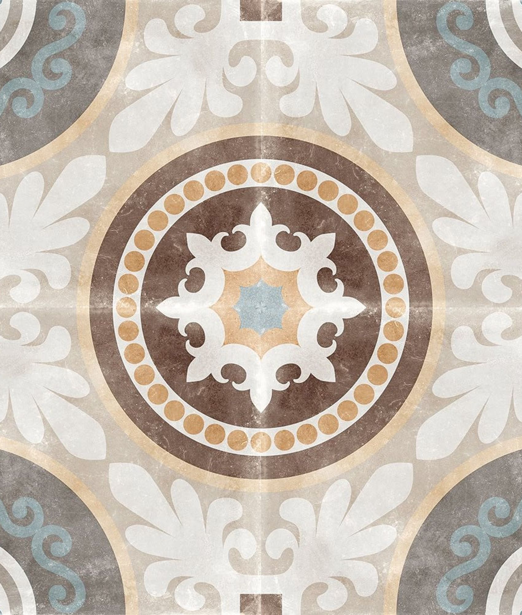 Carrelage imitation carreau de ciment ancien décor Grès Cérame 60x60 cm TEMPO NAOS - 1.44m²