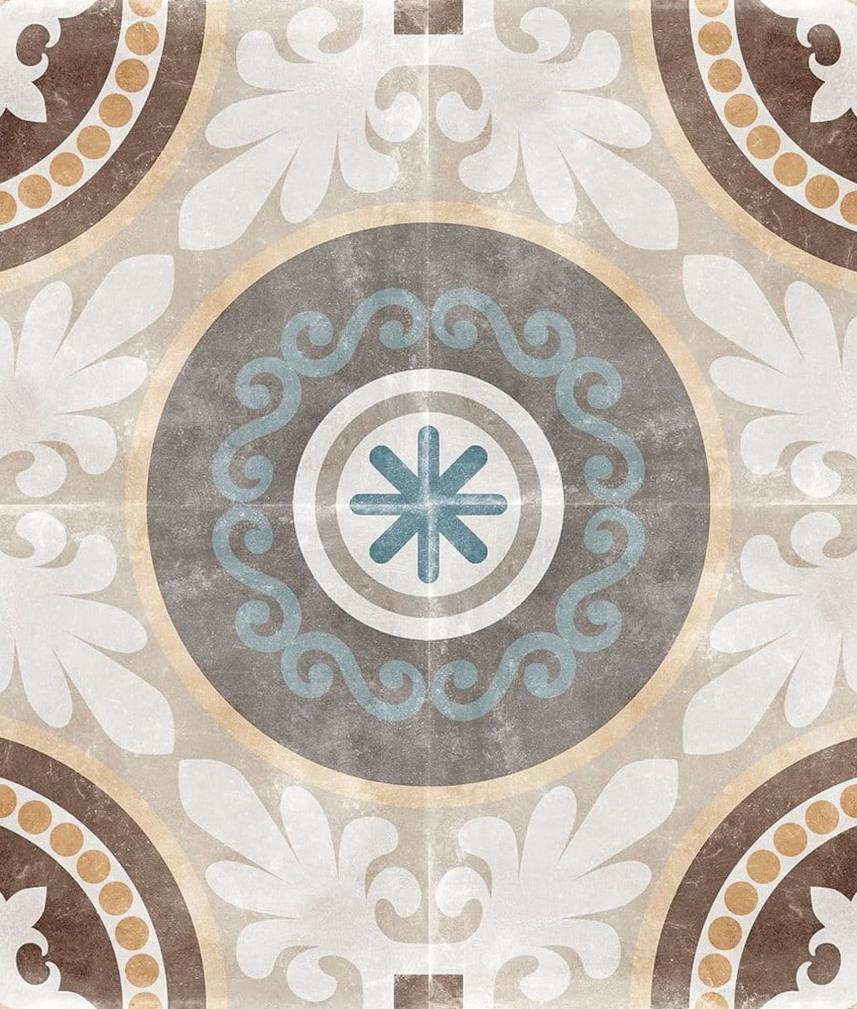 Carrelage imitation carreau de ciment ancien décor Grès Cérame 60x60 cm TEMPO NAOS - 1.44m²